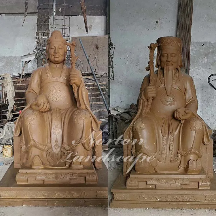 ブロンズ像(長寿御祝い) 中国のブロンズ製長寿神像、桃と杖を持つ老人像、中国の老人像