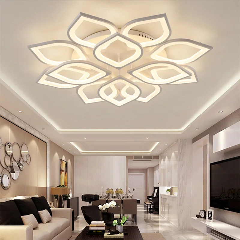 Nordic Light Luxury Led Ceiling Lamp for Aisle Dining Room Acrylic Multiple Heads Petal Lampshade Suitable Bedroom Furniture