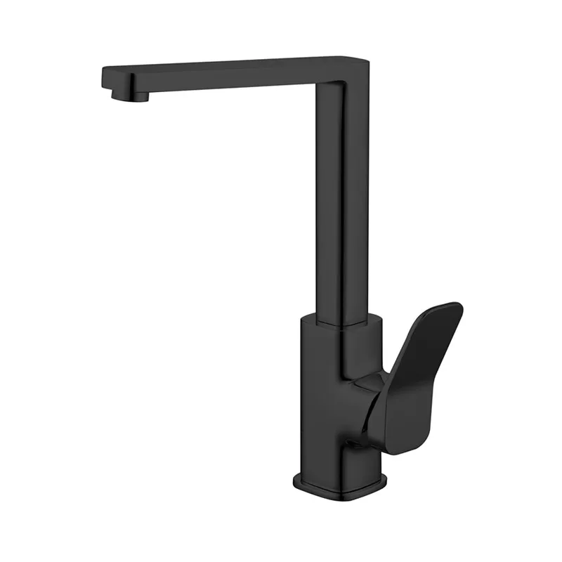 Classic Matte Black Kitchen Sink Faucet Single Hole Deck Mounted Long