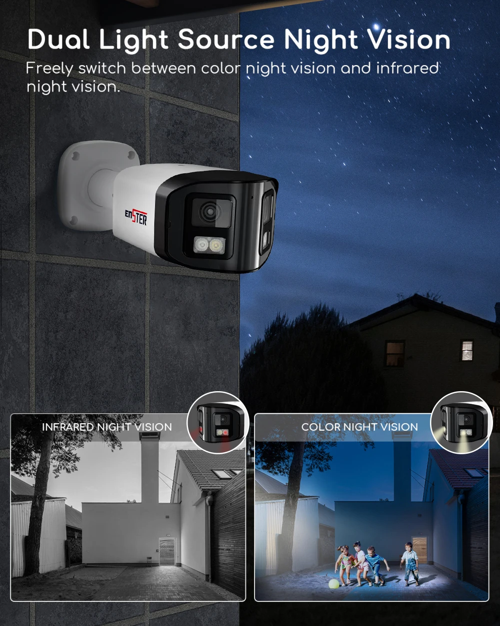 4MP Dual Lens 180 Degree Panoramic Hik Compatible IP PoE Security Camera ColorVu IP66 Two Way Audio Outdoor CCTV Bullet Camera
