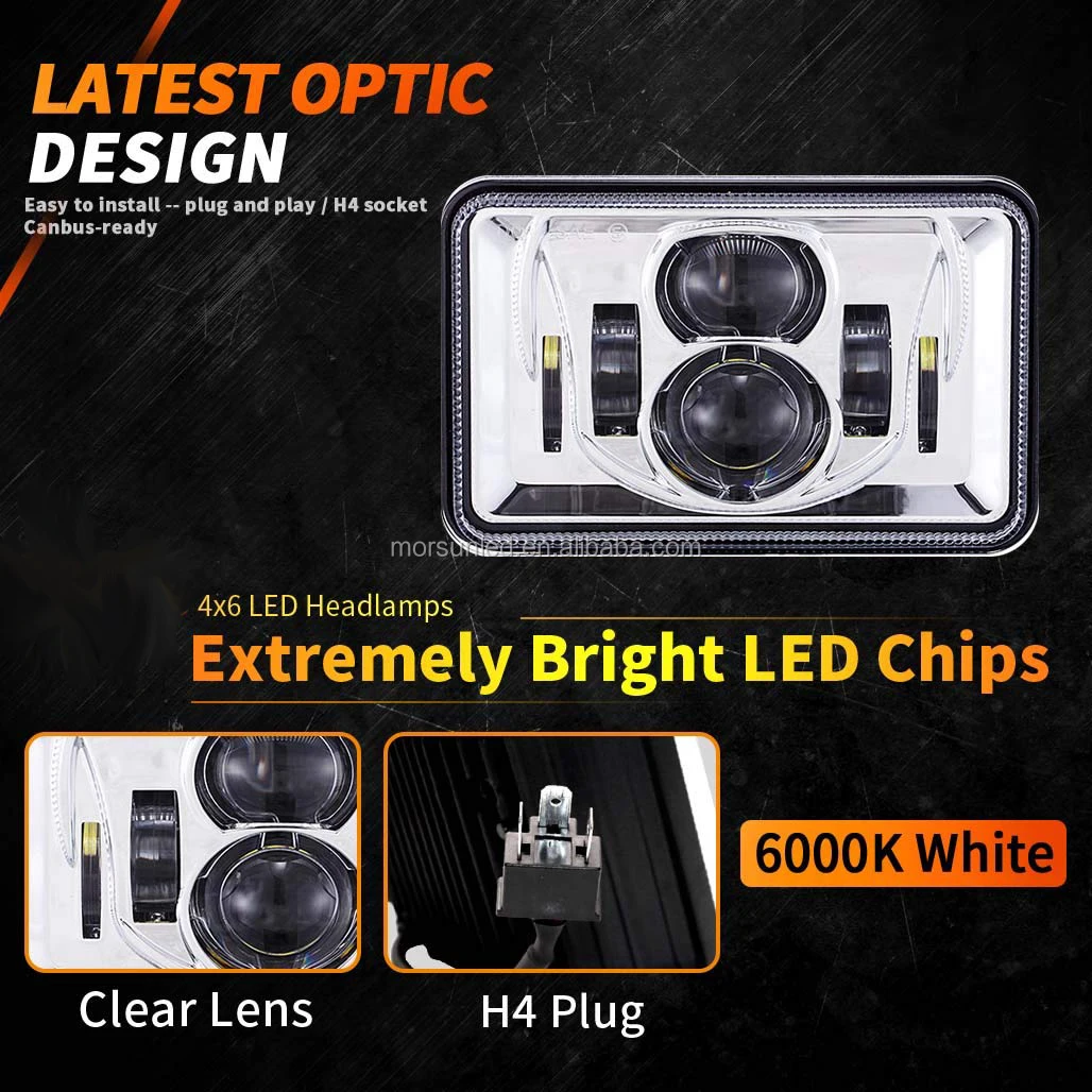 D0T 4X6 Led Headlight for Freightliner Fld120 Auto Lighting System 4x6 Led Lights for Peterbilt 379 Kenworth T800 Accessories