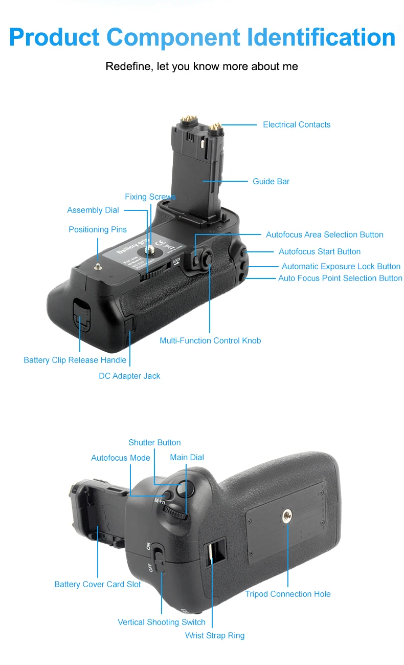 BG-E20 Battery Grip for 5D Mark IV Uses Two LP-E6 Batteries, Support Vertical Shooting factory