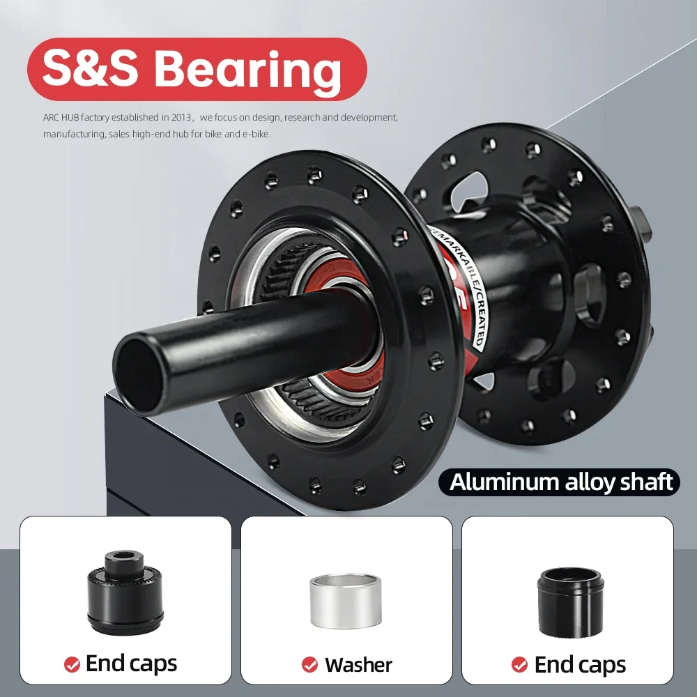 Buje de Bicicleta MT-005 Delantero/Trasero 100/135 142 Thru Rainbow con  Freno de Disco, 32H, Rodamientos, ARC Tornasol para Bicicleta de Montaña