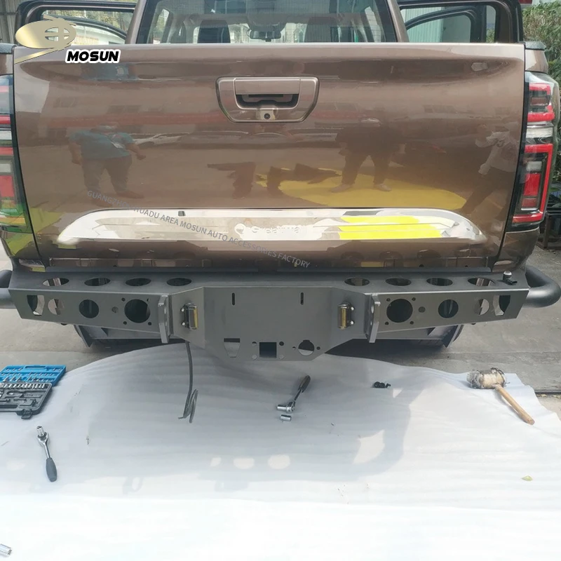 Rear Bumper Bull Bar Lip Body Kit Aftermarket Steel Black Winch Guard