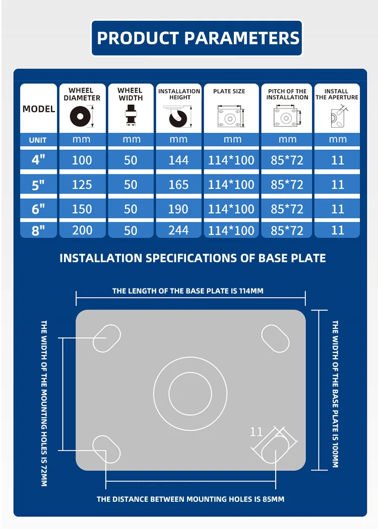 Factory Direct Supply Caster Wheel Inch With Brake Industrial Wheel
