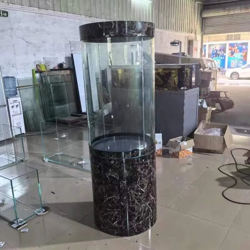 Factory Direct Sales Modern Style Cylindrical Standing Fish tank Aquarium Jellyfish tank Cylinder Round Fish tank With Stand