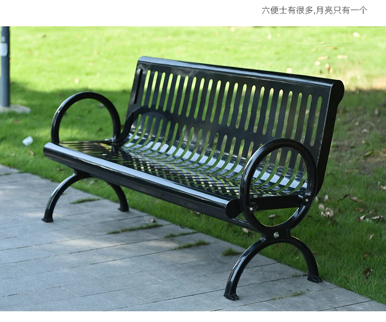 Green Color Simple Style leisure outdoor furniture cheap price outdoor metal bench details