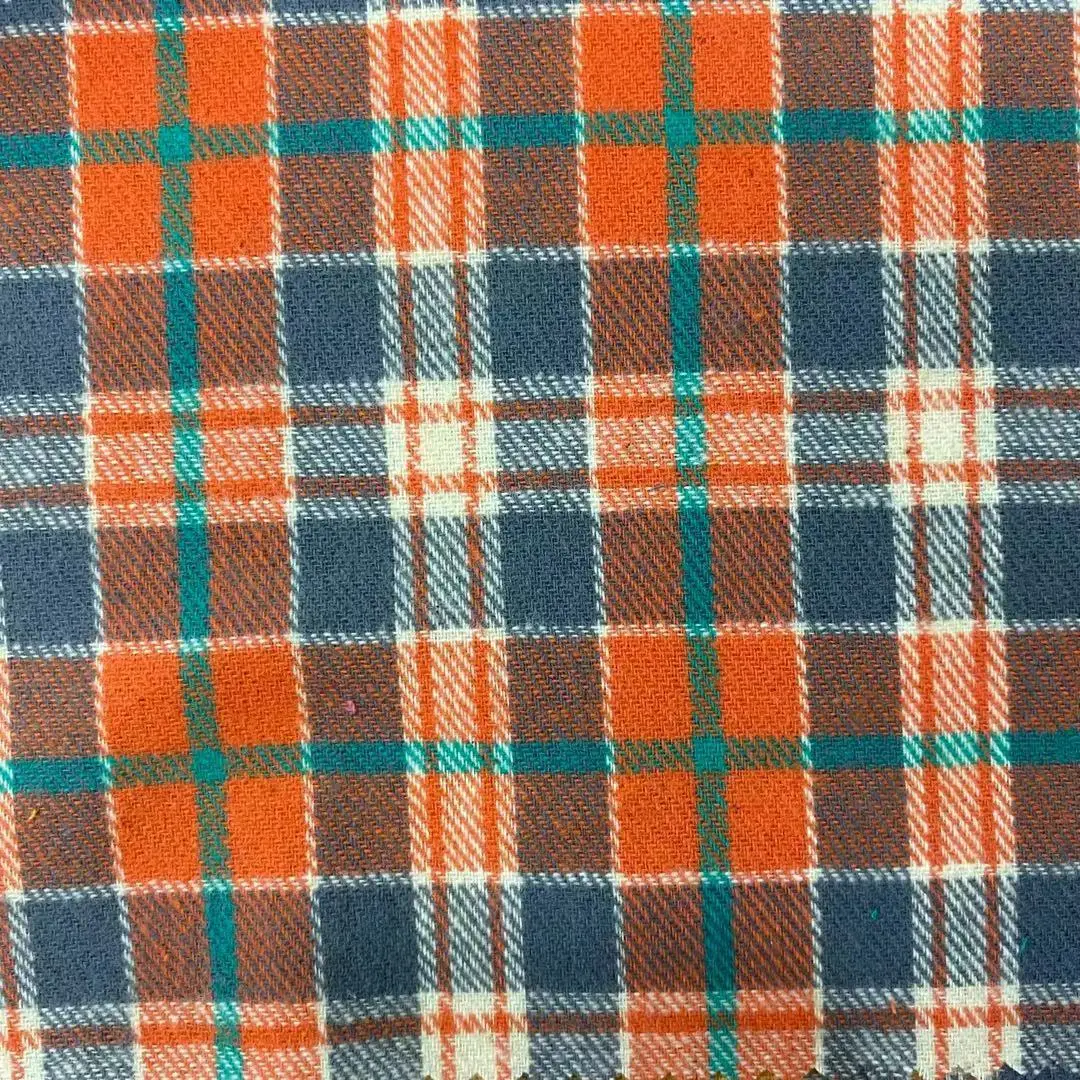 Пряжа окрашенная в клетку из чистого хлопка, зимняя фланелевая ткань для рубашек