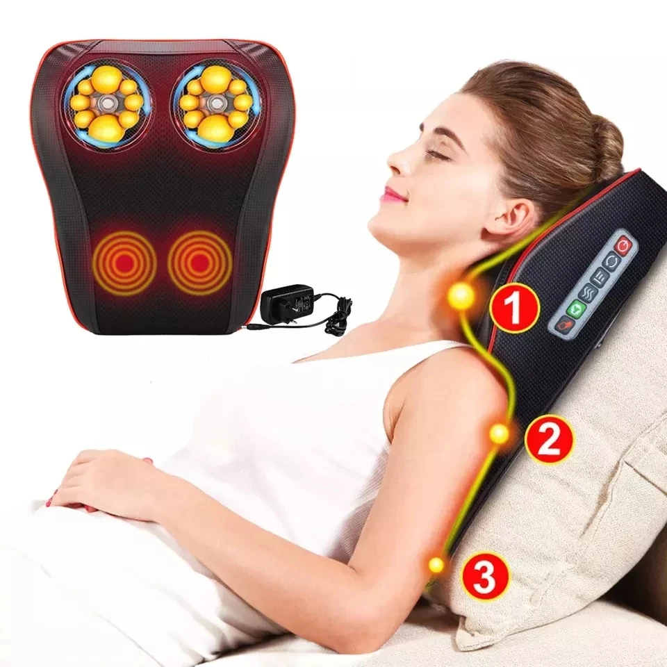 Remote Massage Cushion Neck Shoulder Back Waist Legs Massager 3 Gears