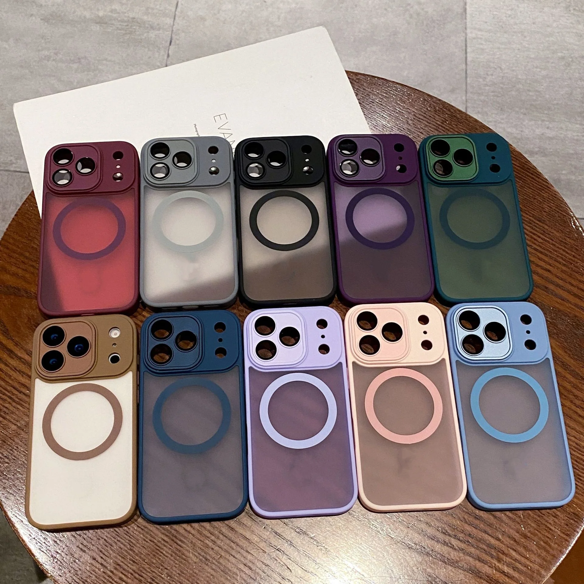product for iphone 17 16 15 pro max shockproof protective mirror anti drop cover matte precision cameare magnetic mobile phone case-2