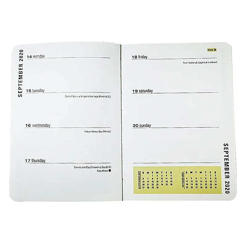 Custom A5 Vegan Leather Gold Foil Stamp Office Monthly Weekly