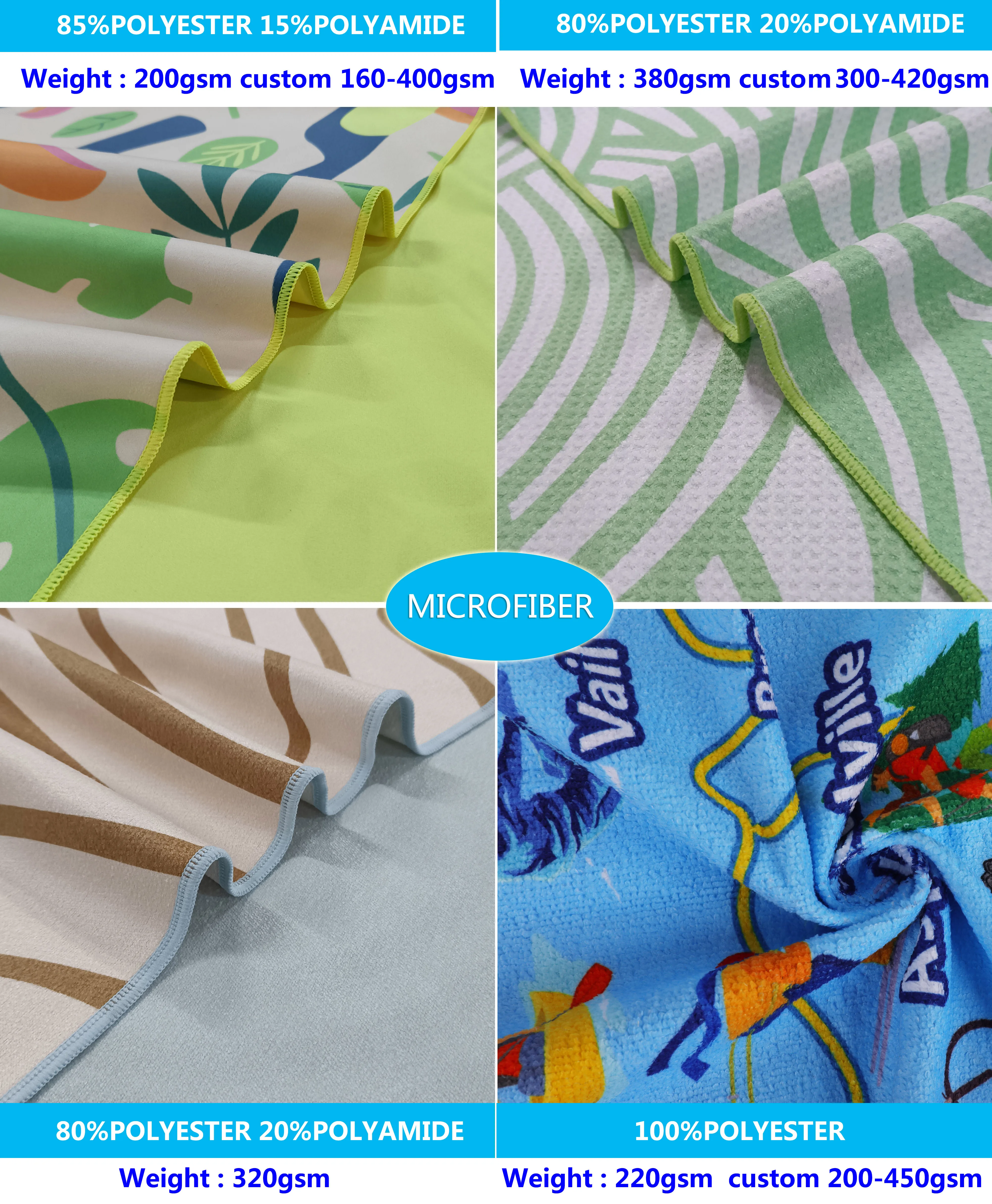 No Moq Custom Size Extra Large Size For Summer Swim Rpet Recycled Plastic Microfiber Sand Free