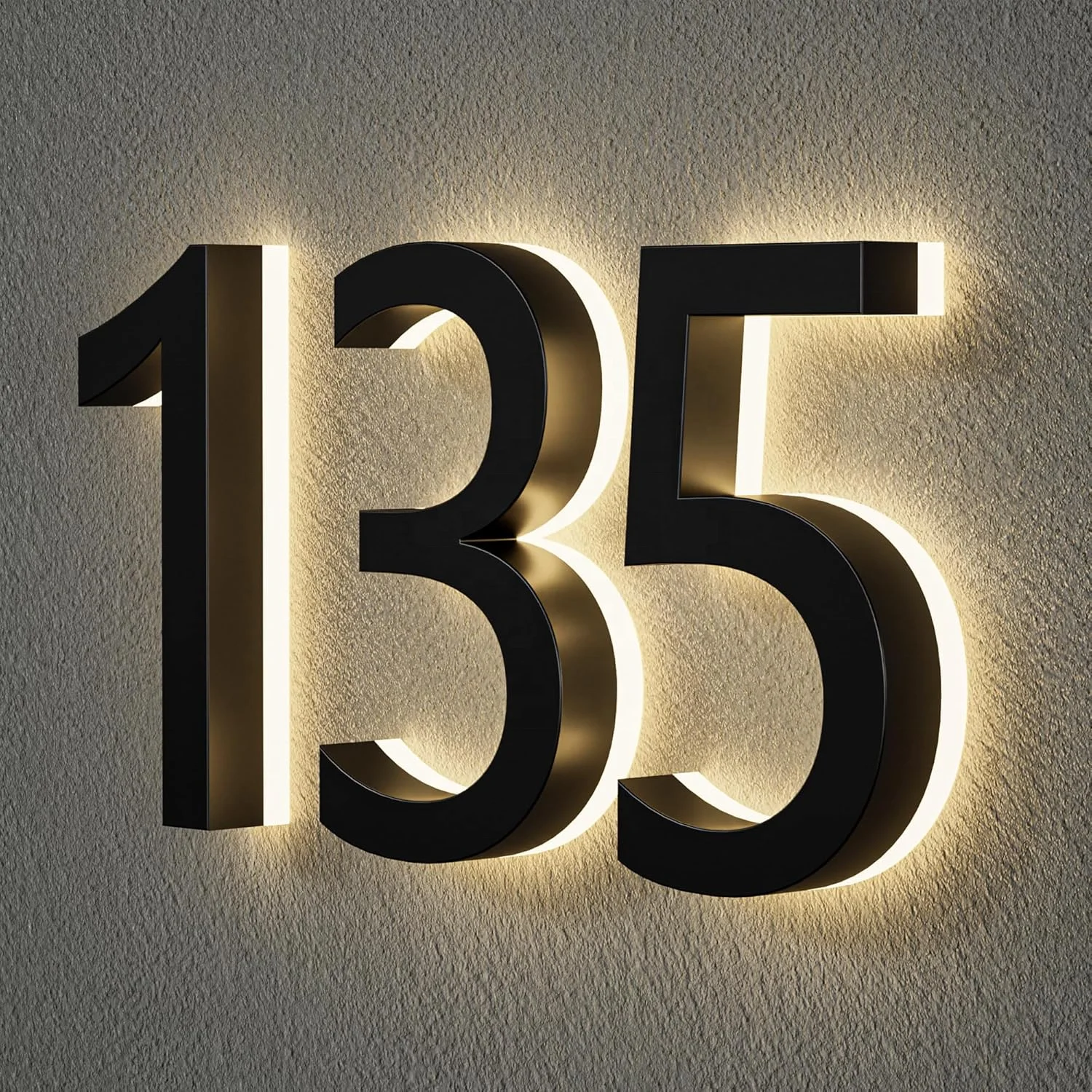 Large LED Address Numbers Light-Up Solar Illuminated House Signs for Outdoor Use on Houses Restaurants Car Garages