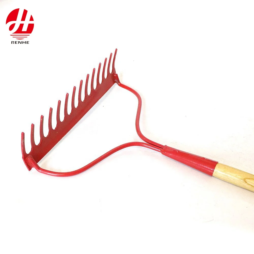 product metal farming 14t bow rake wholesale factory direct product carbon steel with long fiberglass handle customized logo diy wood-3