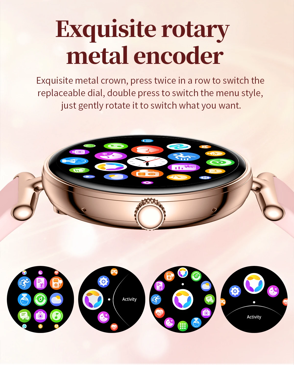 2026 V81 Relojes Smart Watch 1.19inch Amoled Screen BT Call Health Monitoring Sports Mode Fashion Smart Watches for Ladies