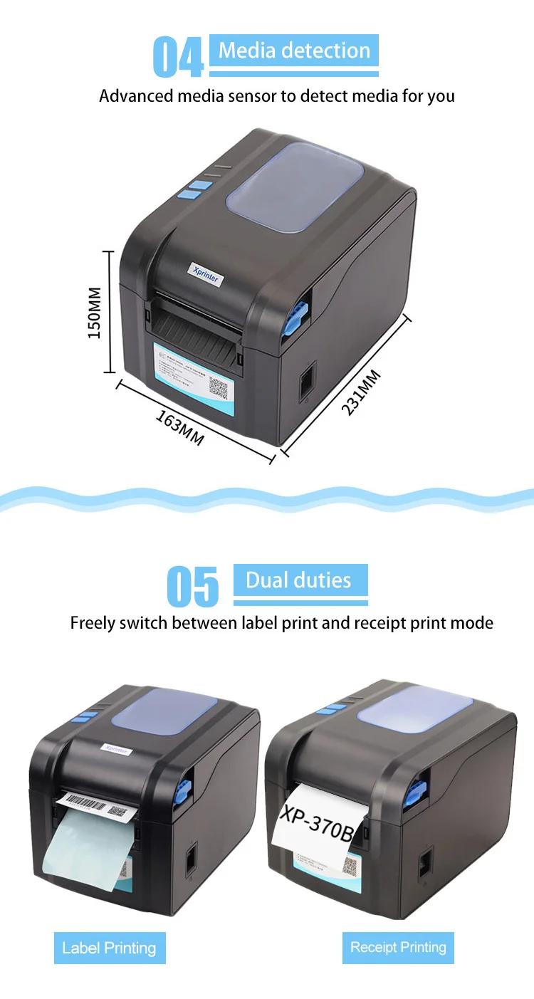 Xprinter Xp370b 80mm Printer 3inch Thermal Shipping Label Printer 4x6