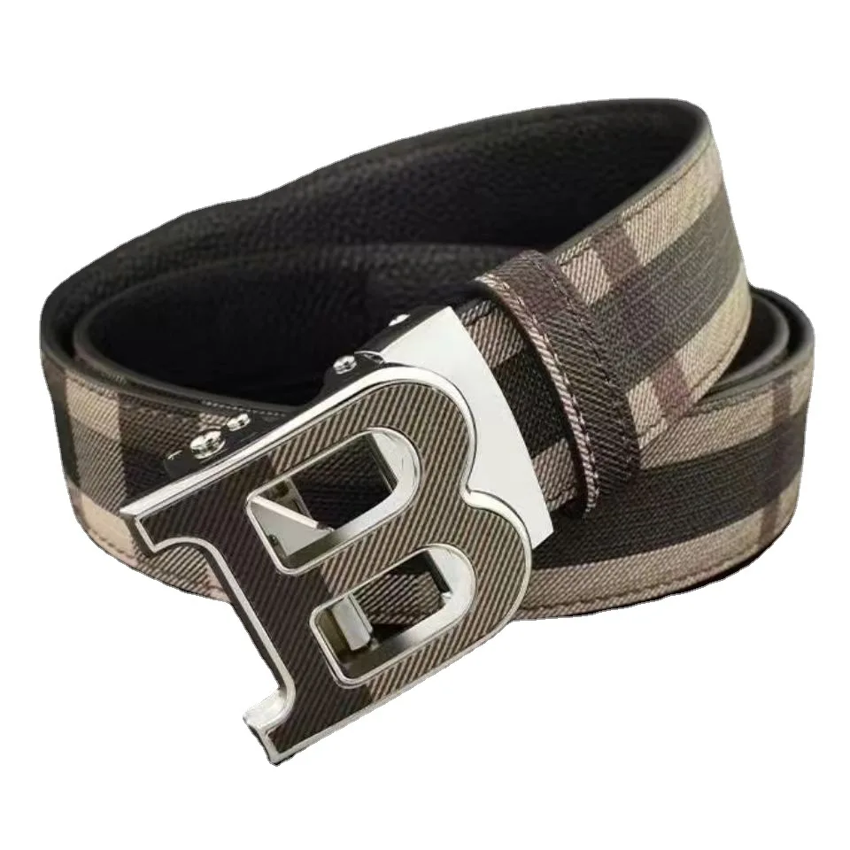 Brand Classic Plaid Automatic Buckle Belt Luxury Business Men's