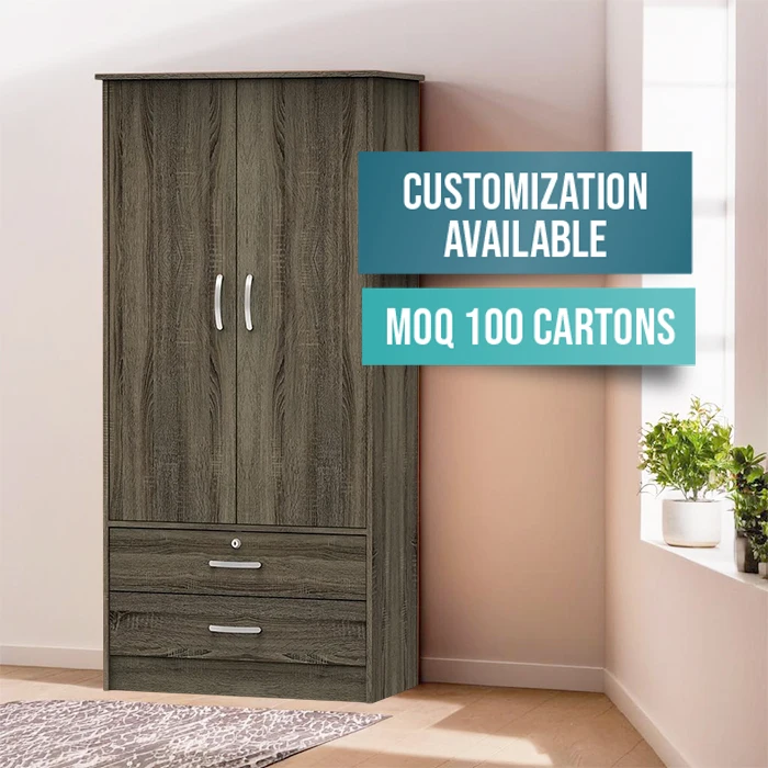 Hot Selling Basic Design Wood Wardrobe Clothes Cabinet for Student Bedroom Furniture Made in Malaysia 1206