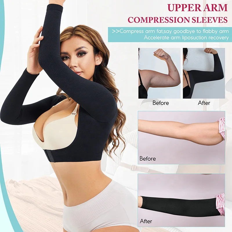 Arm Slimmer Compression Shaper Post Surgery Slimmer Sleeves Back Support Shapewear Tops Seamless Arms Lipo Compression Garments