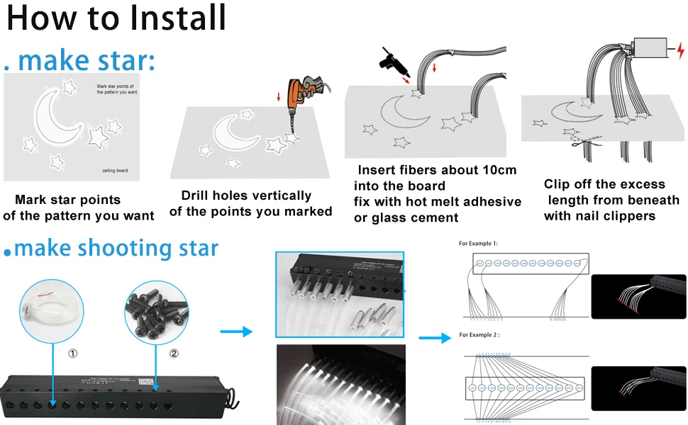 APP 12 Port Scooting Star LED Light Engine RF Remote Control for Fiber Optic Light Cable Use Shooting Meteor Moon Effect