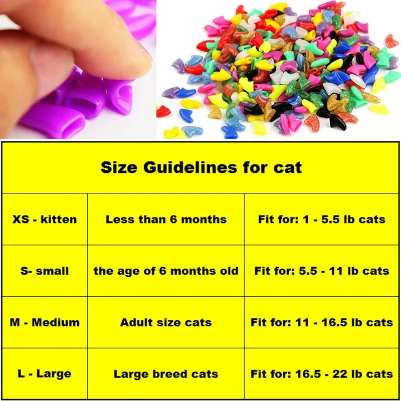 anti scratch colorful silicone soft cat pet claws nail cover for cat kittens nail caps protector with free glue