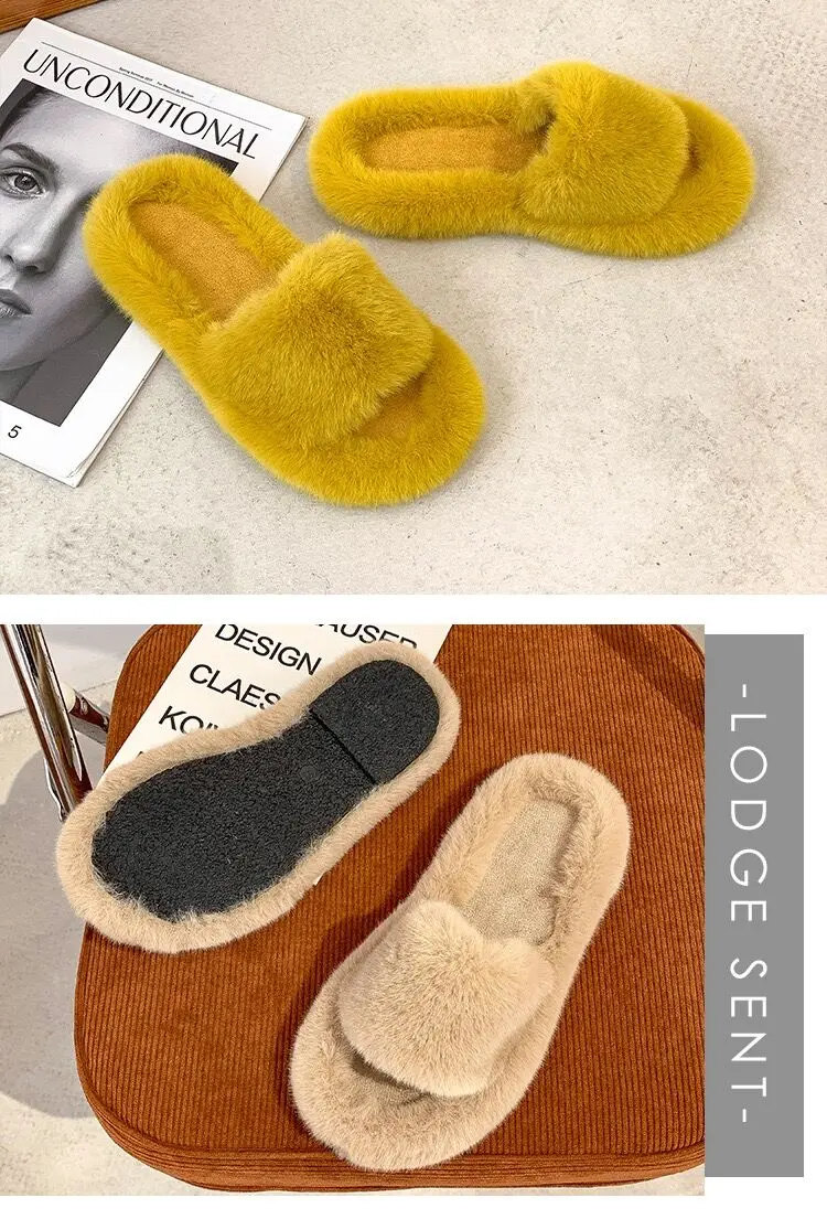 Custom Soft Thong Flip Flop Shearling Fur Slippers Fuzzy Fluffy Open ...