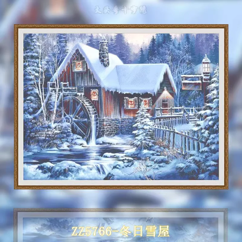 ZZ5766-Зимняя Снежная Вышивка крестом 2024 новый стиль гостиная столовая простая картина маслом Пейзажная живопись