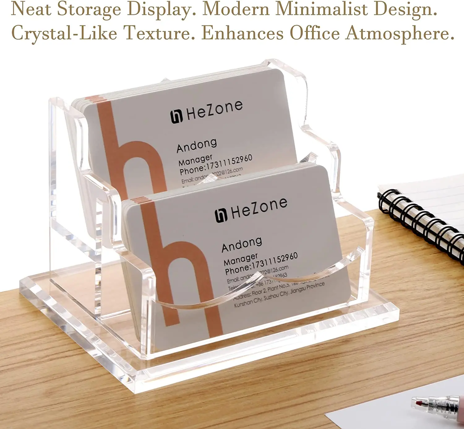 Tarjetero acrílico con ranuras, organizador de exhibición de