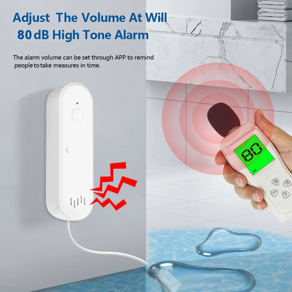 Tuya Wifi Smart Water Leak Sensor Water Overflow Level Detector 