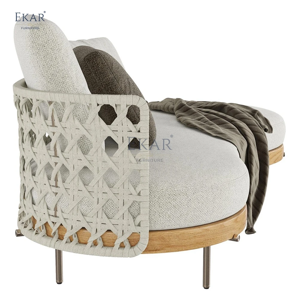 Outdoor leisure lounge chair combining wood and fabric-Outdoor furniture supplies-Balcony chairs manufacture