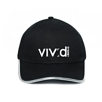Custom Black Twill Cotton Cap with Embroidered Letter Logo LED-Lit Brim 6 Panel Baseball Hat