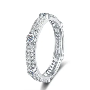 Starry Sparkle Fashion Custom Premium Silver Cluster Jewelry Wedding Engagement Ring Moissanite Pave Setting Luxury Style for