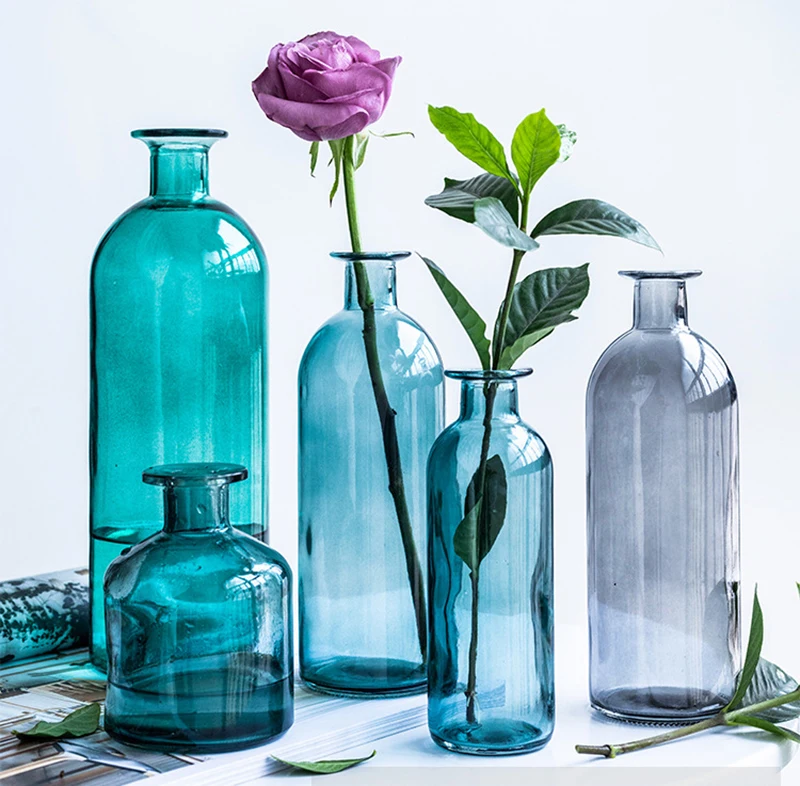 European Style Mini Transparent Clear Colorful Vase Indoor Art