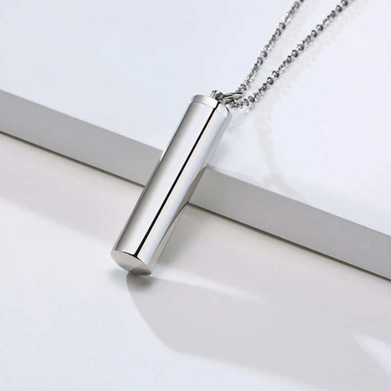 5 color Cylinder Cremation Urn Necklace for Ashes Memorial Keepsake Pendant Stainless Steel Remembrance Jewelry for Women or Men