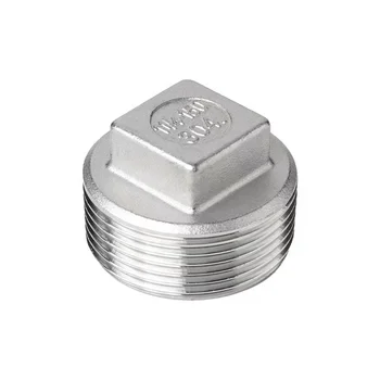 304/316 Stainless Steel Tube Connector Square Plug Thread Square Plug Screw Pipe Head Fittings NPT BSP