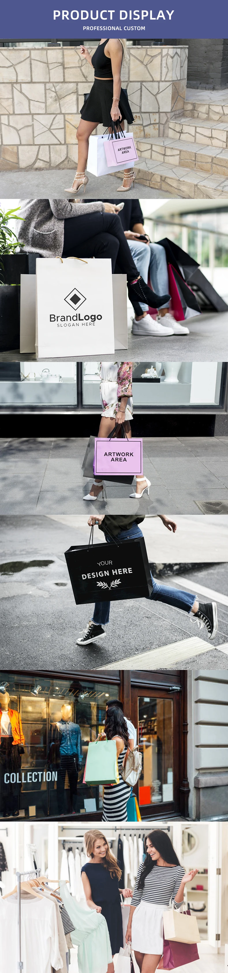 High Quality Luxury Boutique Shopping Bag Reusable Foldable Black Gold