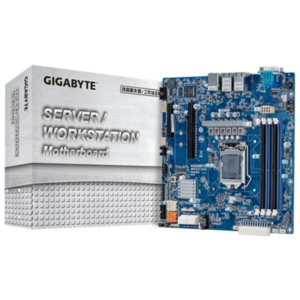 Gigabyte Server/Workstation Motherboard MX32-4L0 MicroATX Single Intel Xeon  E-2100/E-2200 LGA1151 DDR4 8xSATA3 1xPCIe X16 and X8