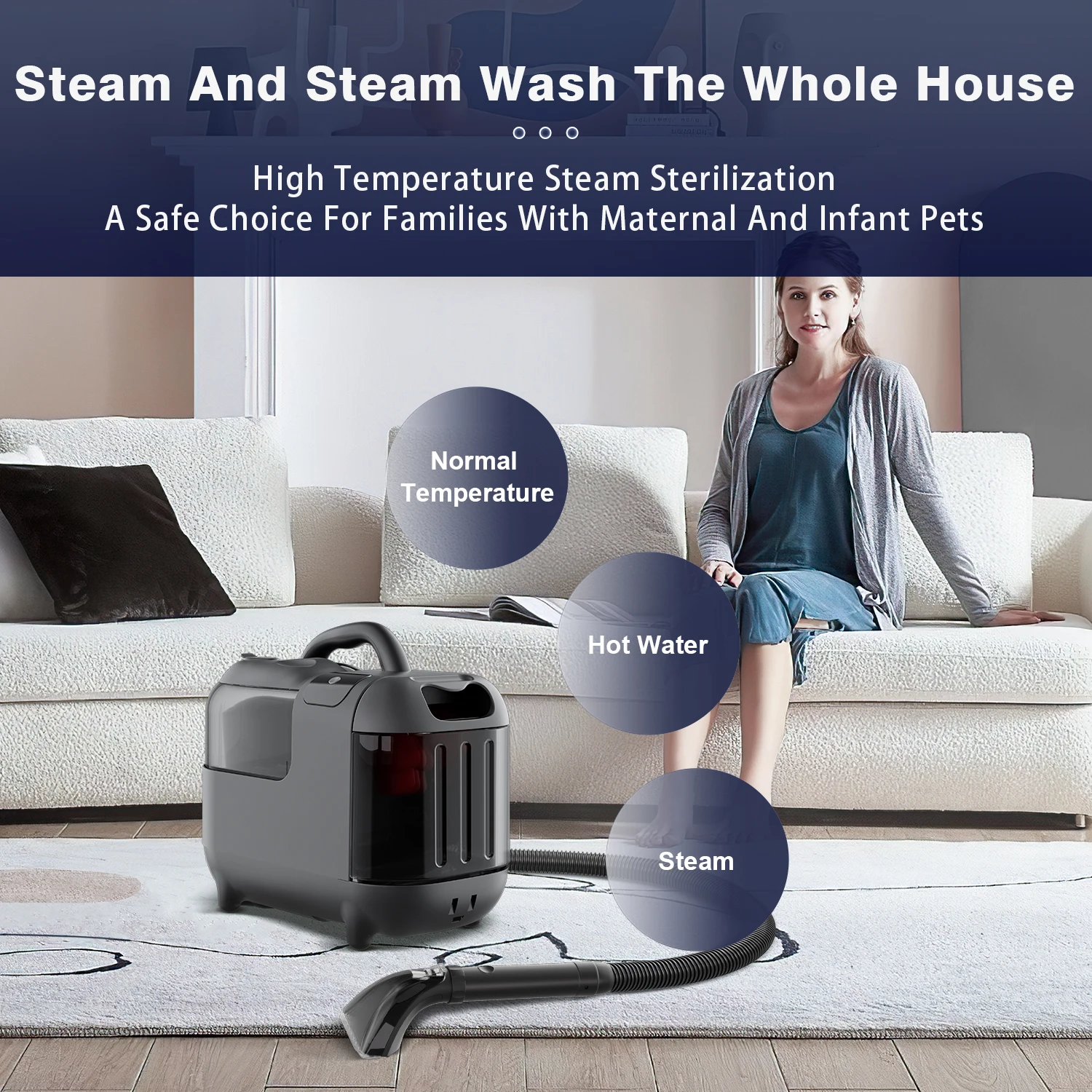 Onson Portable Wet And Dry Vacuum Cleaning Steam Cleaner For Sofa