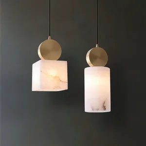 JACKSUN Copper Marble Pendant Light Minimalist Modern New Chinese Style Luxury Bedroom Bedside Bar Counter Hallway Lighting