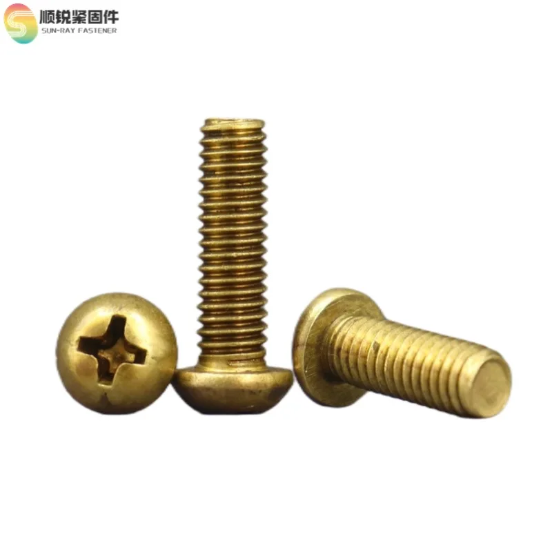 Complete List M2M3M4M5M6 Brass Head Cross Screw Copper Pan Head Flat Tail Bolt Machine Tooth Screw National Standards Metric