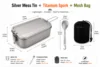 Silver Mess Tin + Titanium Spork + Mesh Bag