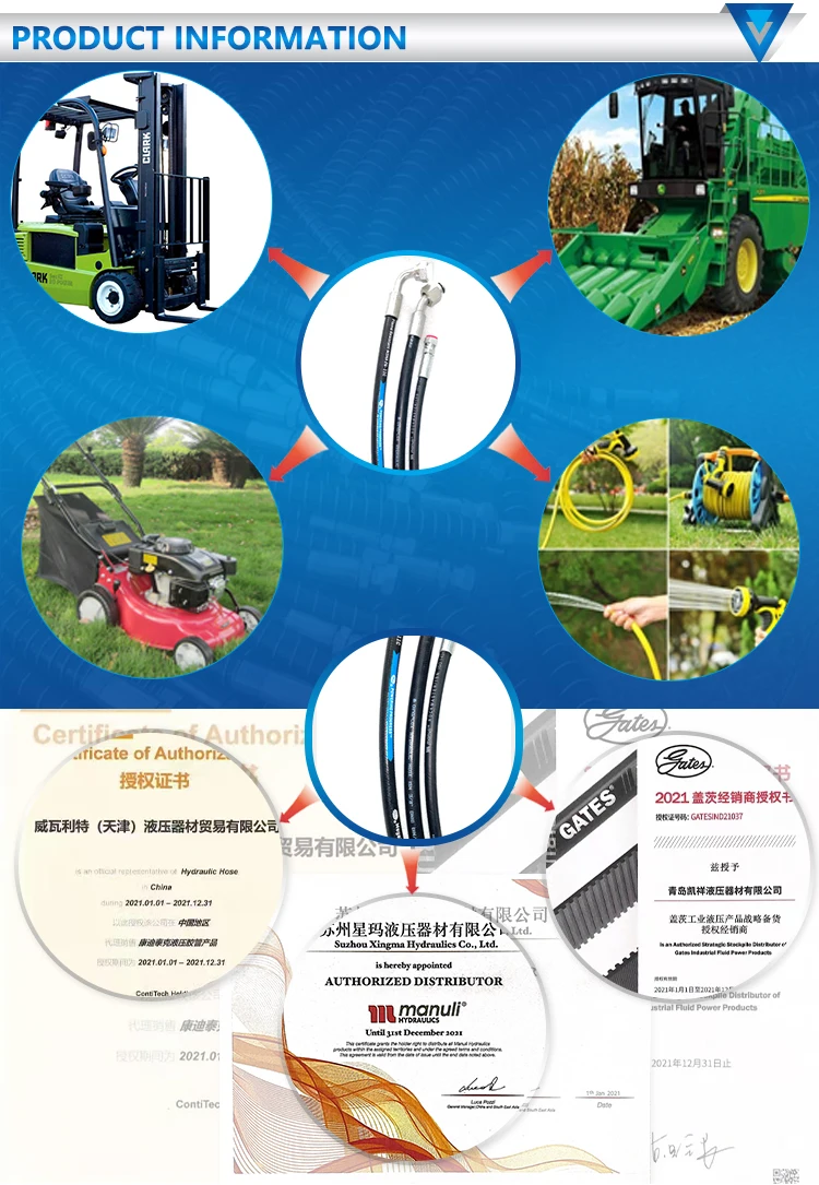 Sae100 R1 Hydraulic Hose Sae100 R7 R8 One Or Two Layer Braided High