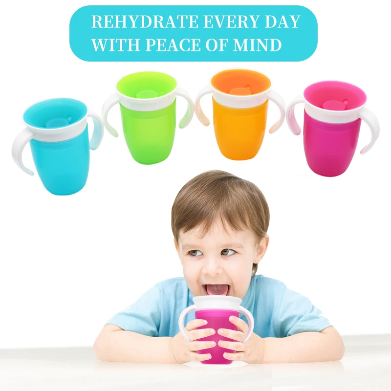 
Baby Learning Drinking Cup 360 Degree Can Be Rotated Cup No-Spill Kids Trainer Silicone Water Cup 