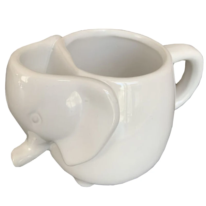 Ceramic Elephant Mug with a Side Tea Bag Holder, 13.5 Oz Cute Animal Shaped  Cup for a Hot Drink or a Home Décor.