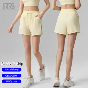 Roregal New Arrivals Women's Spring Summer Quick-Dry Running Side Pocket Sport Yoga Shorts with Built-in Safety Shorts