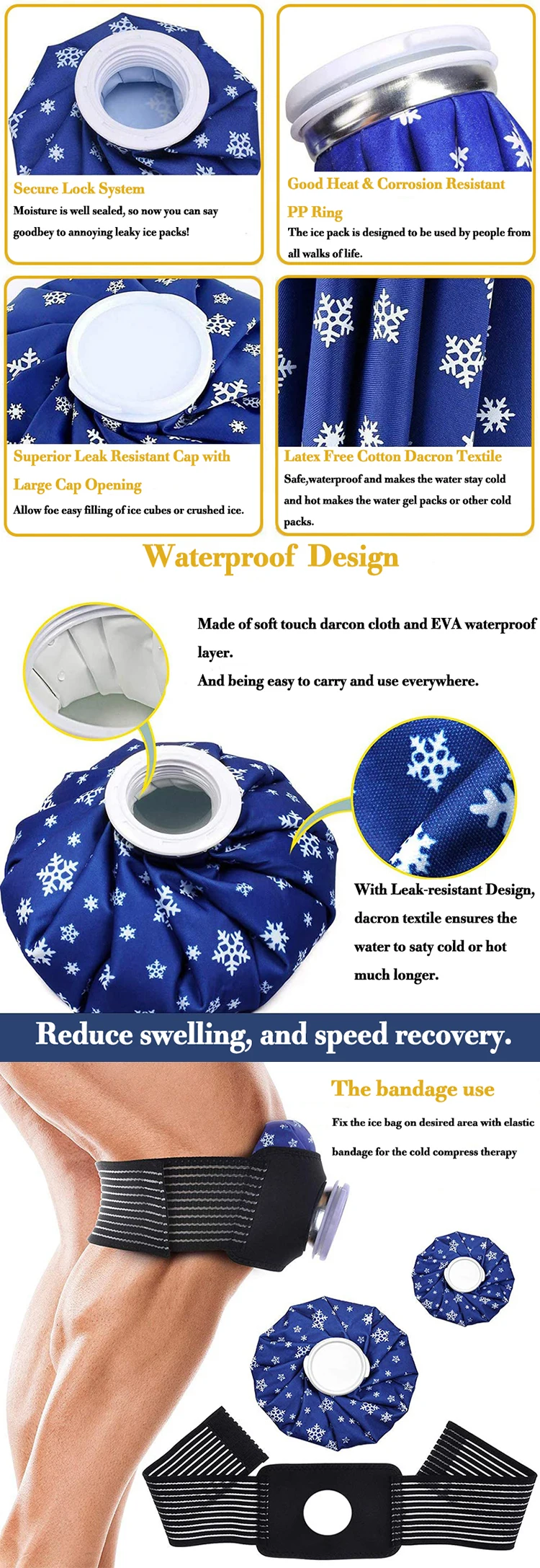 custom knee ice pack ice bag with wide mouth cold shoulder bag for pain relief swelling wisdom teeth