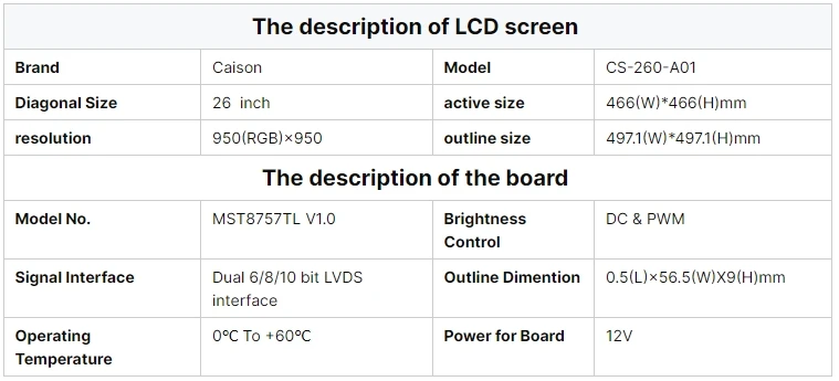 High Quality 26-Inch Ultra Slim Square LCD Display Monitor 950x950 Resolution LCD Screen Square Digital for Digital Signage supplier