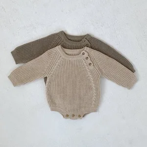 Wholesale Boutiques Winter Fall Baby Rompers Boys Sweater Knitted Kid Clothing Jumpsuit Children Clothes