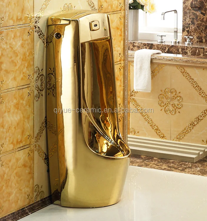 Automatic Wholesales Custom Flushing System Ceramic Porcelain Floor Standing Gold Urinal for Hotel