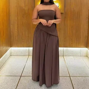 GX25088 Fashion 2026 High Quality Lady Summer Sexy Elegant Tube Party Split Maxi Dresses Evening Long Dress Women with Scarf